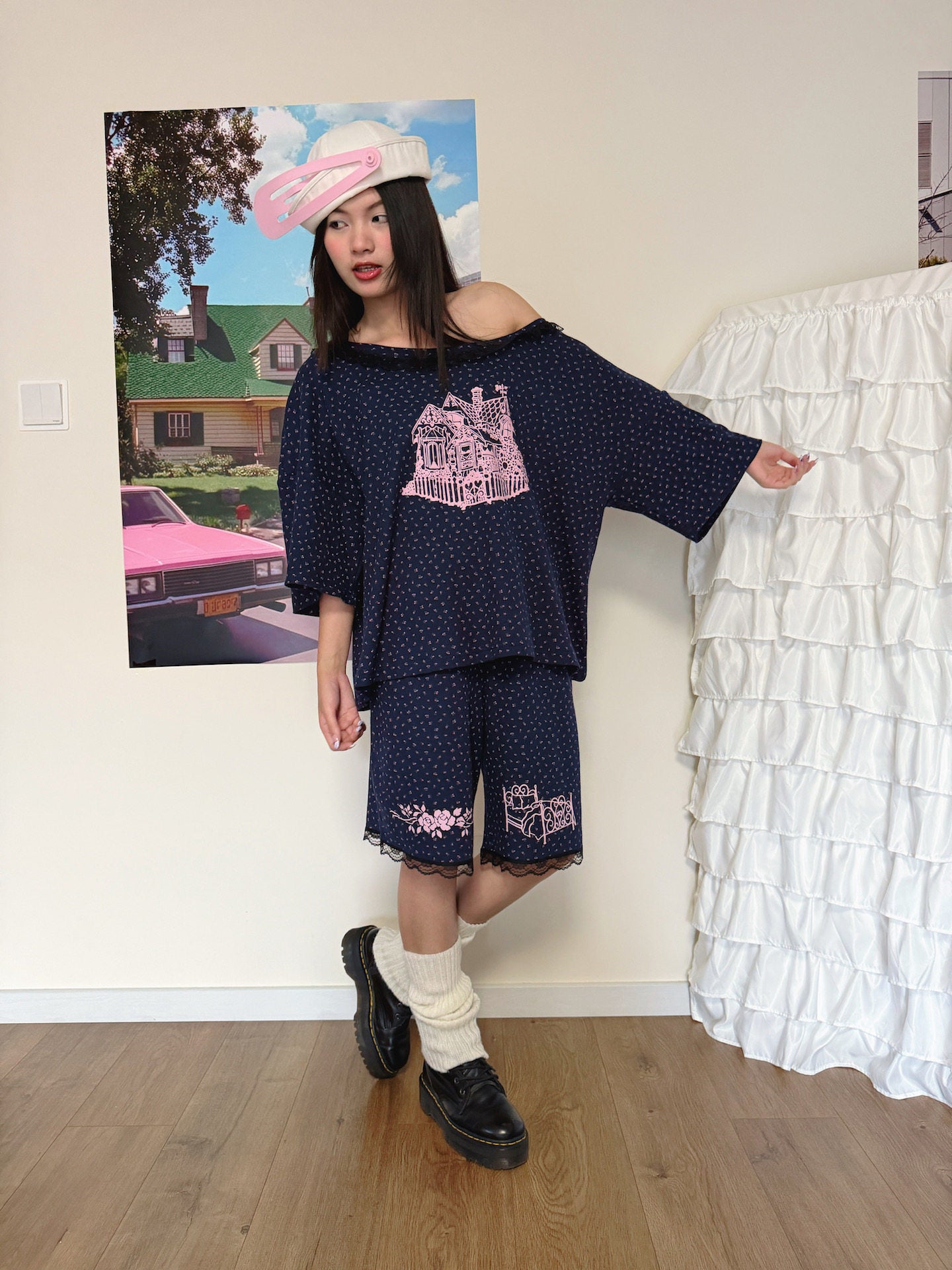 Bunnybunnygun - Floral Waffle Knit Shorts shorts bunnybunnygun