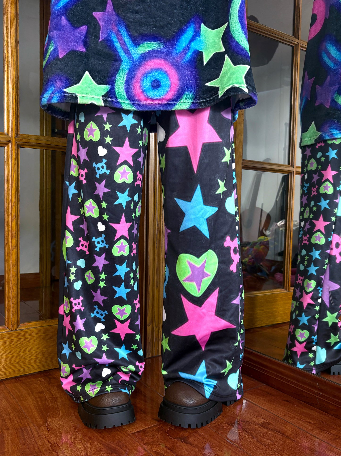 LEERROO - Harajuku Y2K Fleece Wide Leg Pants pants Leerroo