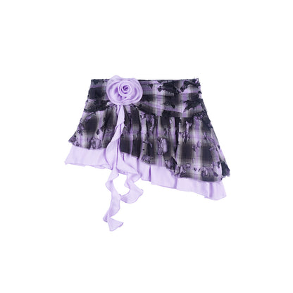 Allbubble - Purple Black Lace Mini Skirt skirt Allbubble S