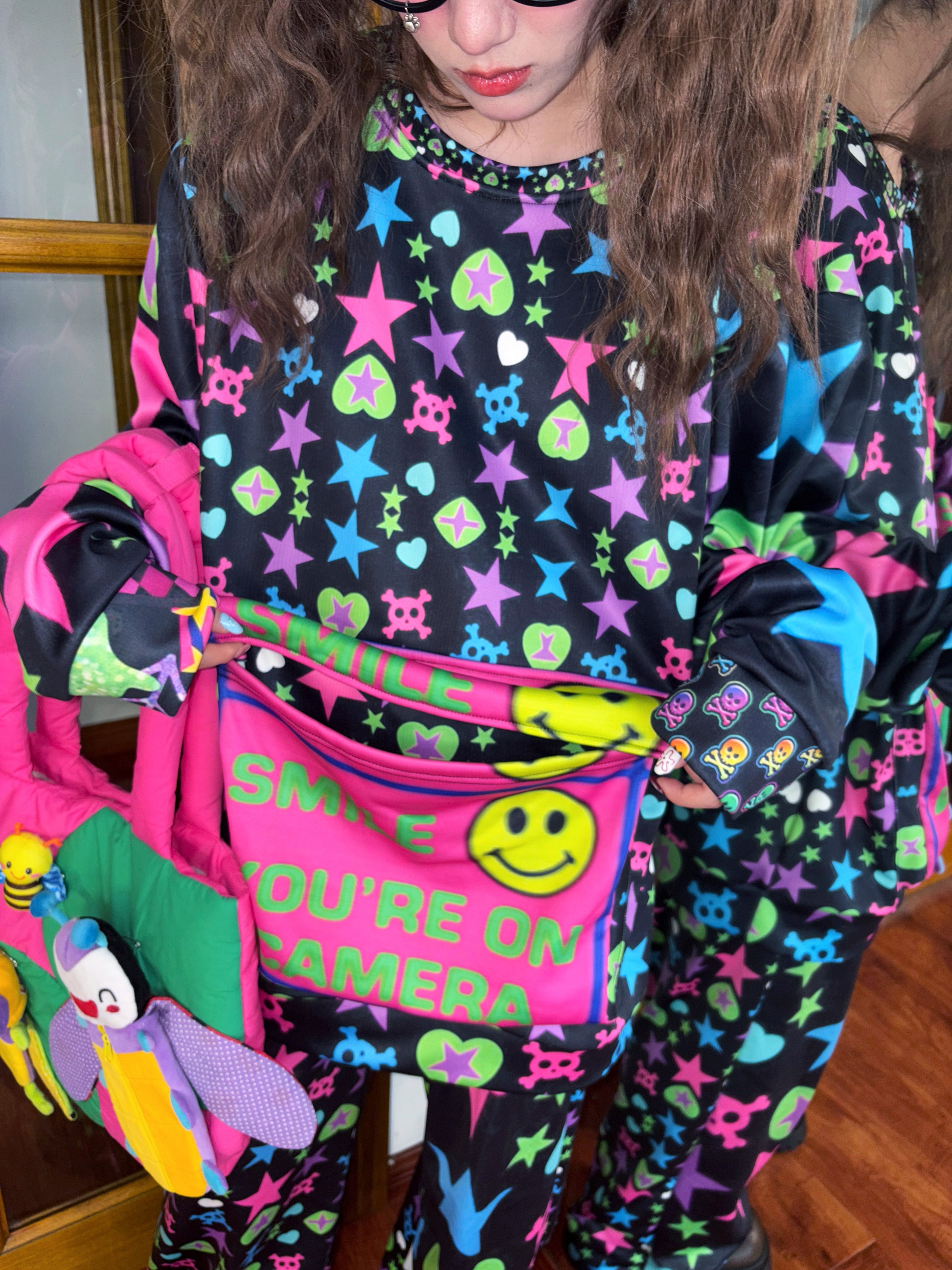 Leerroo - Harajuku Dopamine Oversized Fleece Sweatshirt sweatshirt Leerroo