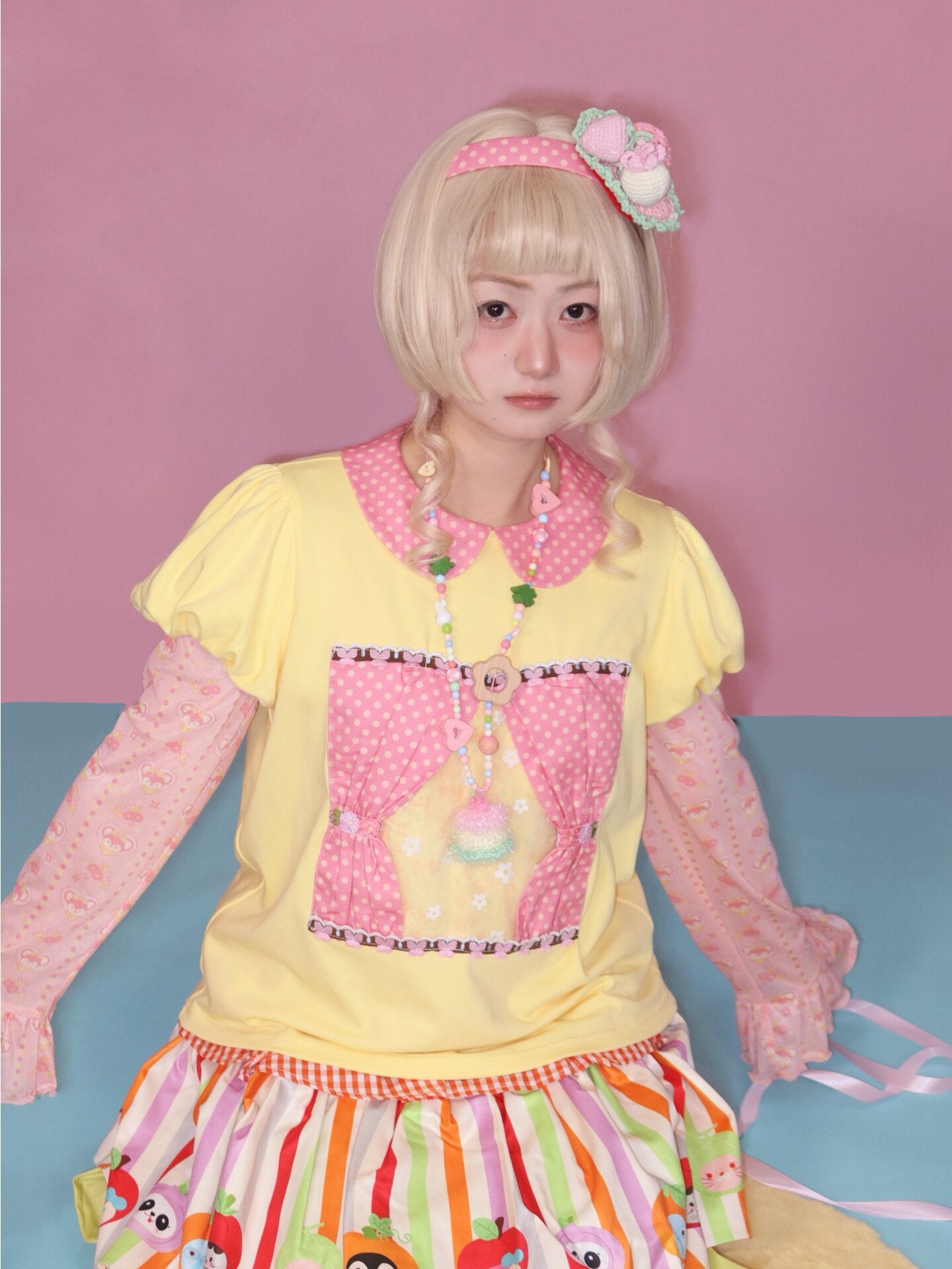 Lulululu - Yellow Polka Puff Tee shirt LULULULU