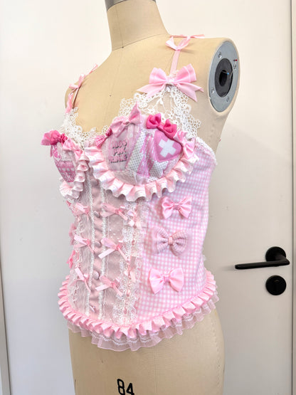 RedDevil - Subculture Pink Lace Bow Cami Top camisole Red Devil