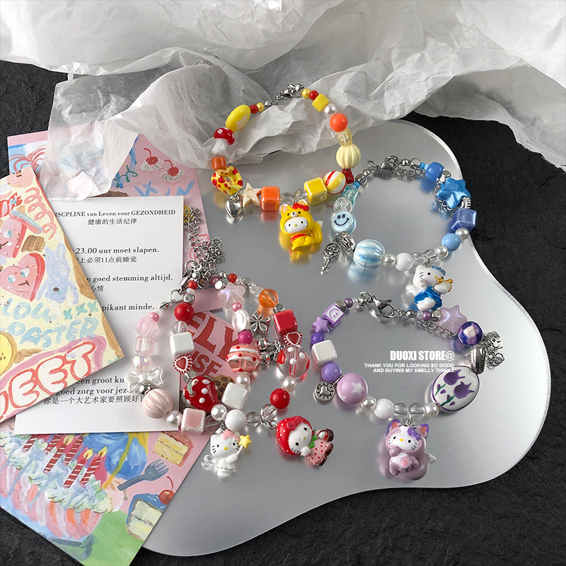 DuoXi - Decora Kei Candy Kitty Beaded Bracelet Colorful Cute bracelet DuoXi
