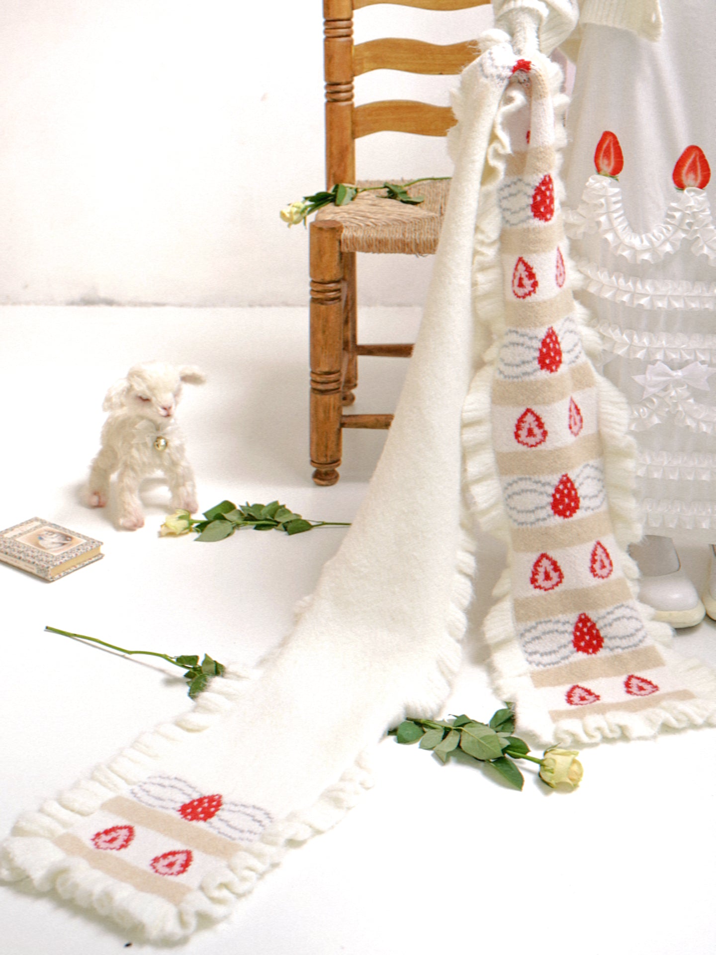 Girly Fashion Mohair Scarf Strawberry Cake Jacquard - Daytoday