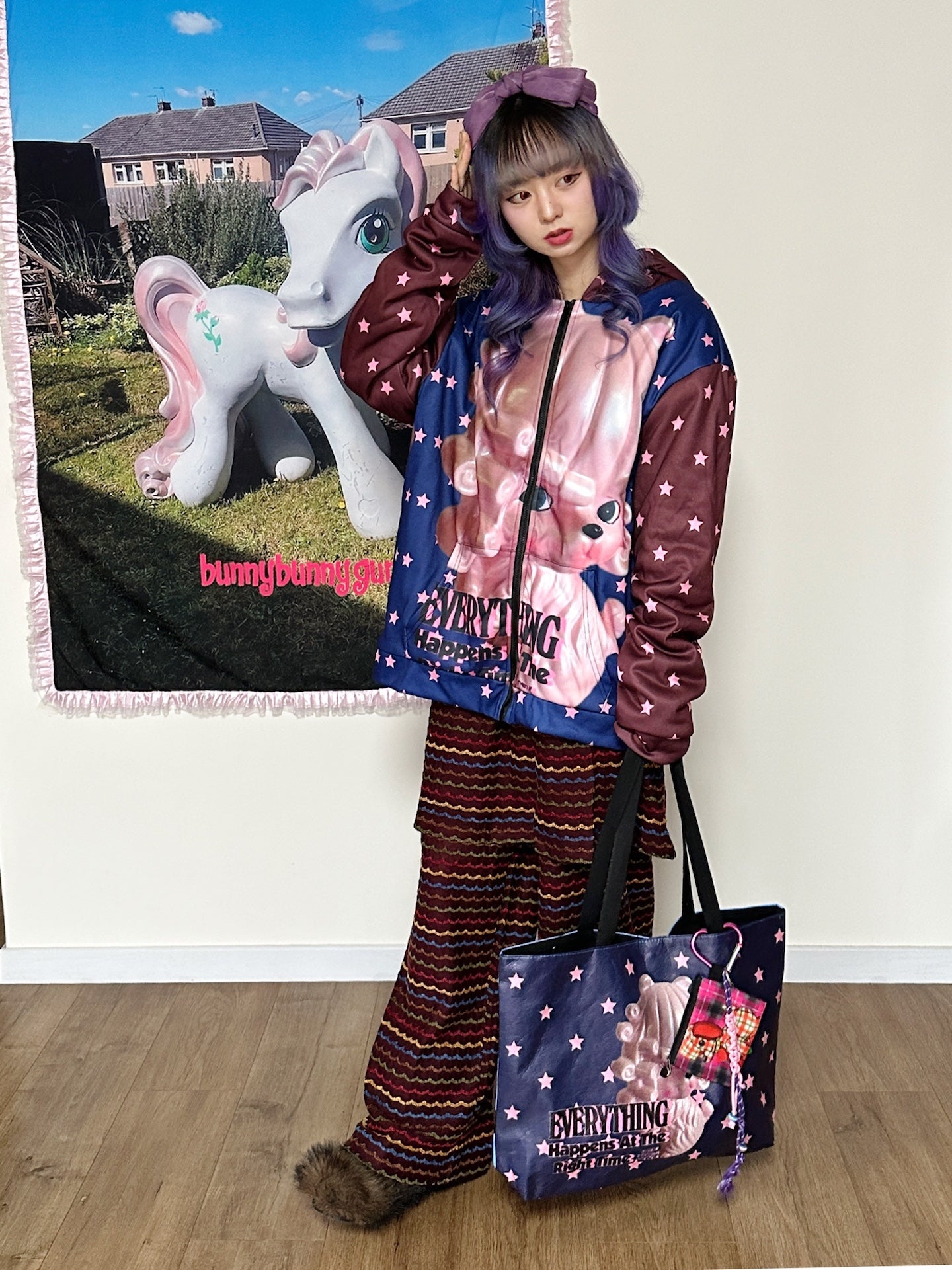 bunnybunnygun - Harajuku Colorblock Fleece Zip Hoodie hoodie bunnybunnygun