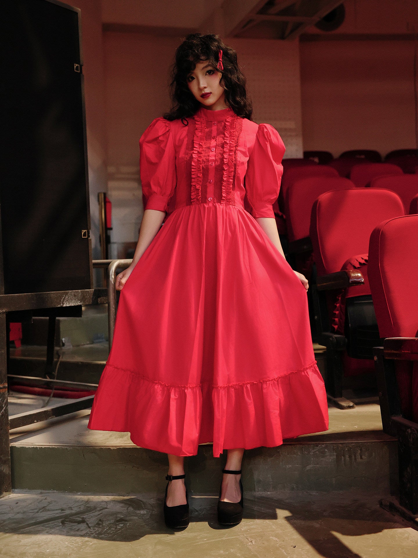 Nanjun Vintage - Bordeaux Red Royal Maxi Dress dress Nanjun Vintage