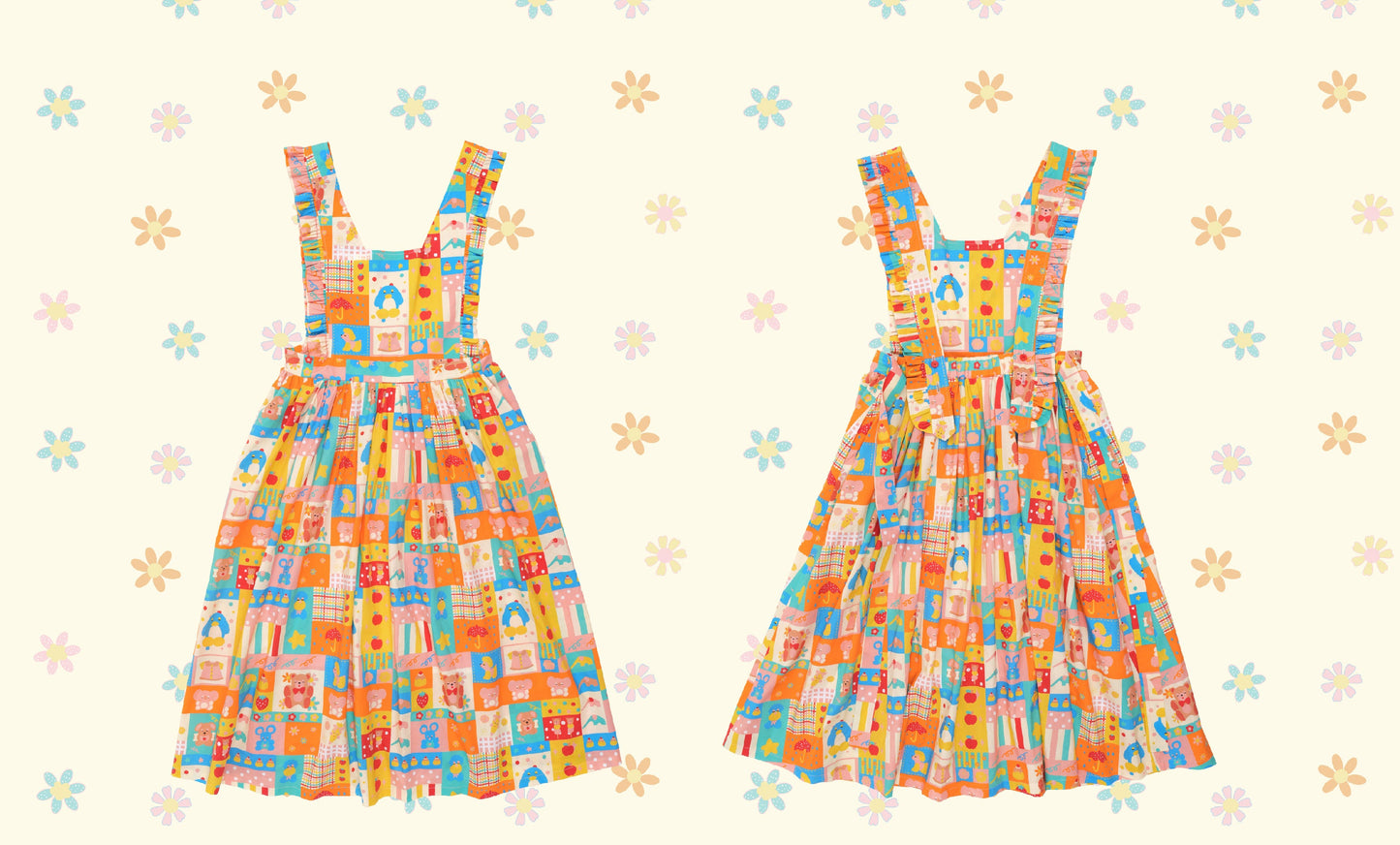 NIKKOU - Color Apron Suspender Dress dress Nikkou home S
