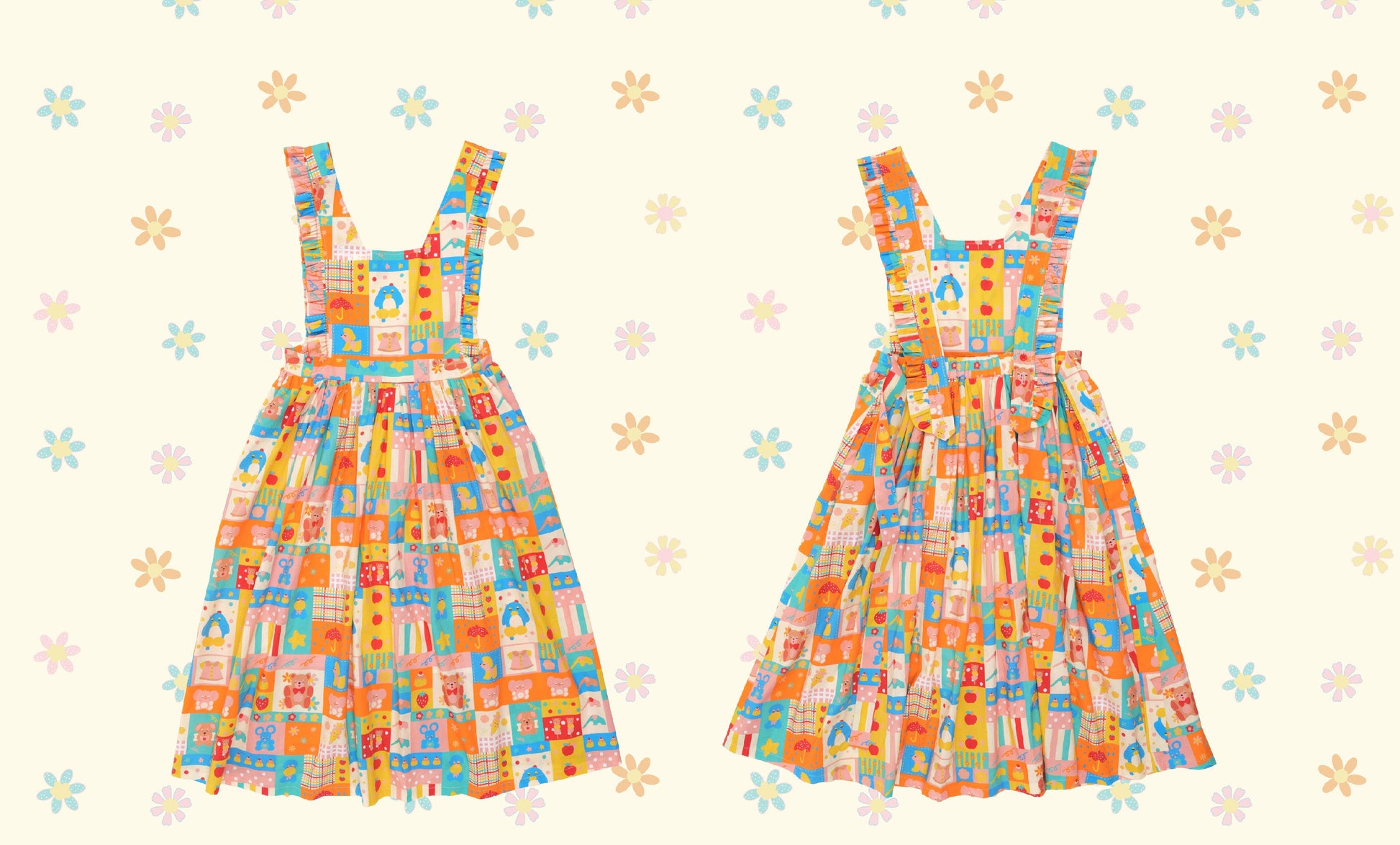 NIKKOU - Color Apron Suspender Dress dress Nikkou home S