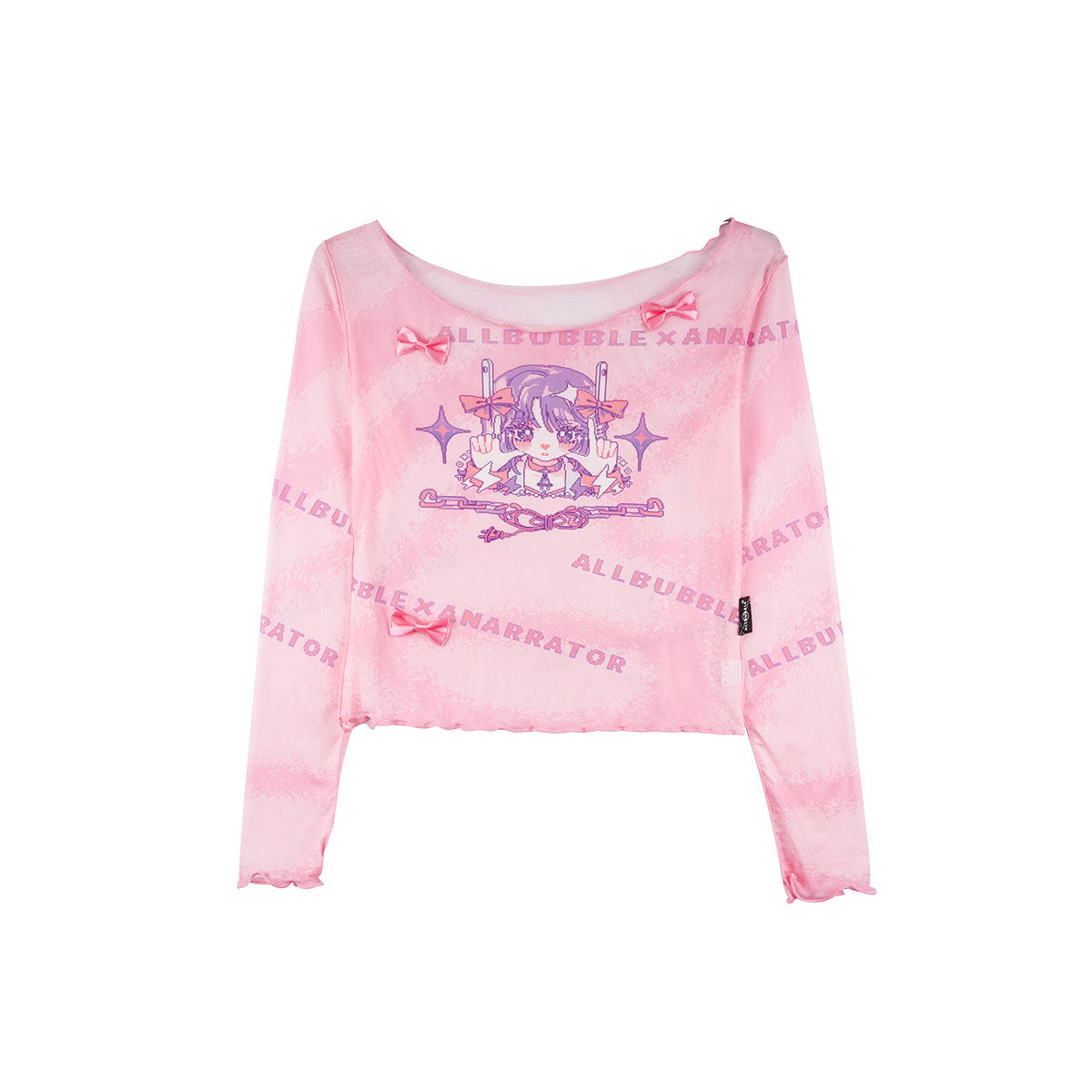 Allbubble - Pink Pixel Mesh Top shirt Allbubble
