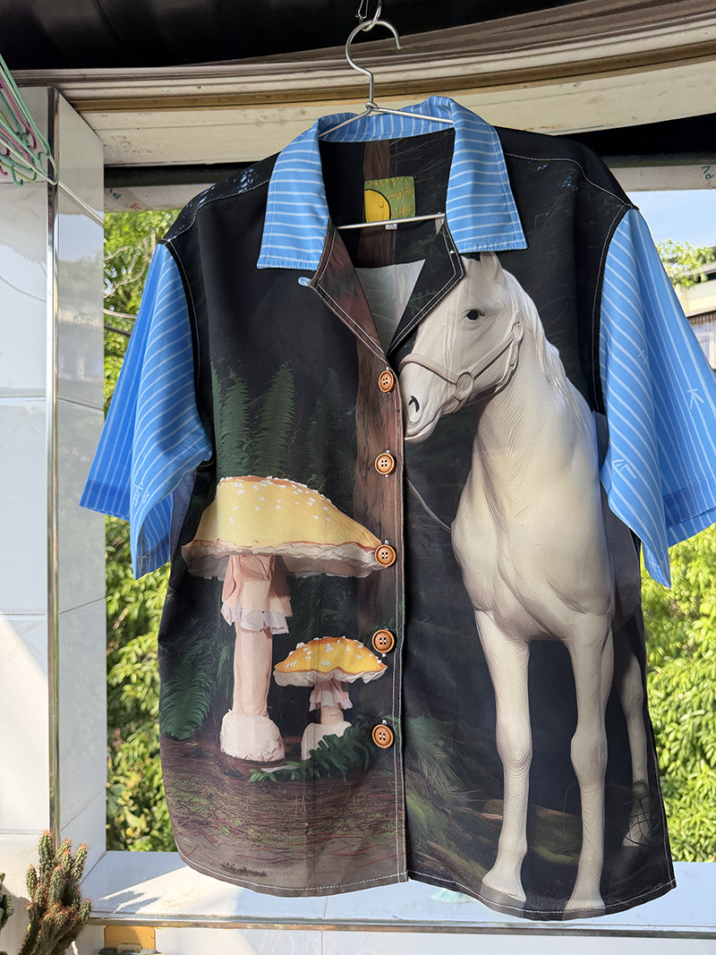 No Blue Today - White Horse Mushroom Forest Shirt shirt No Blue Today S