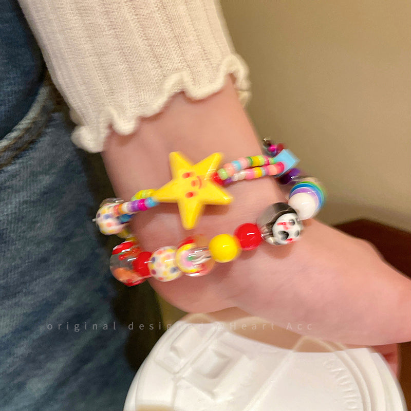 Decora Kei Bracelet – "Apple Star" Beaded bracelet Filpped