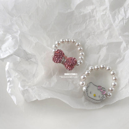 DuoXi - Pearl Bow Kitty Bead Ring ring DuoXi