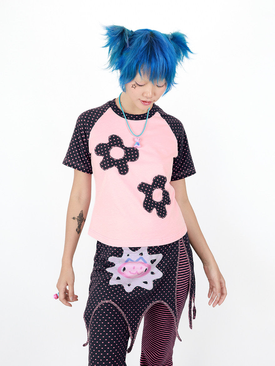 Nihonkids - 90s Floral Polka Dot Raglan Tee tshirt NIHON KIDS