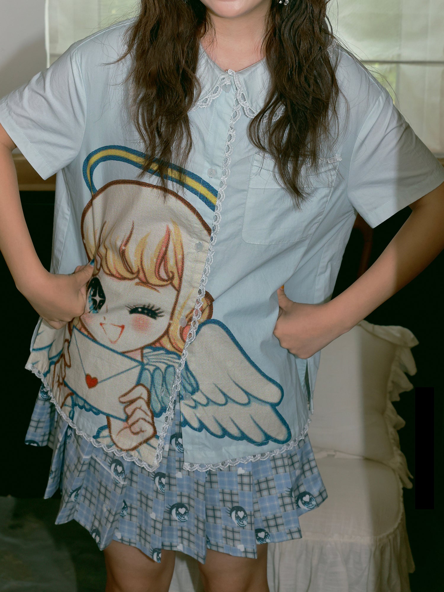 tntntutu Cotton Tee | Harajuku Angel Print Lace T-Shirt tshirt tntntutu