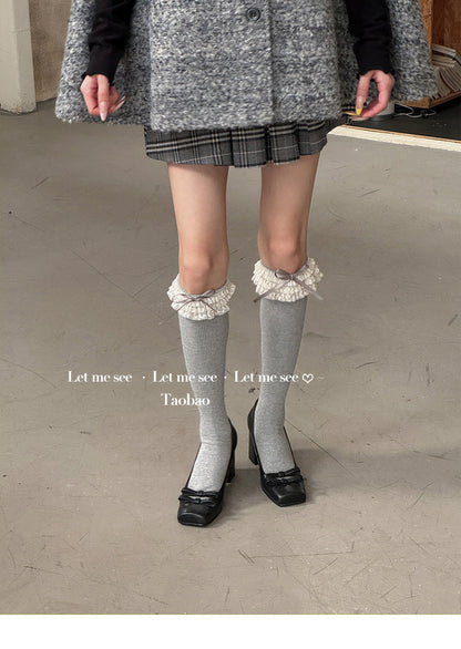 LET ME SEE - Schoolgirl Lace Bow Crew Socks sock let me see