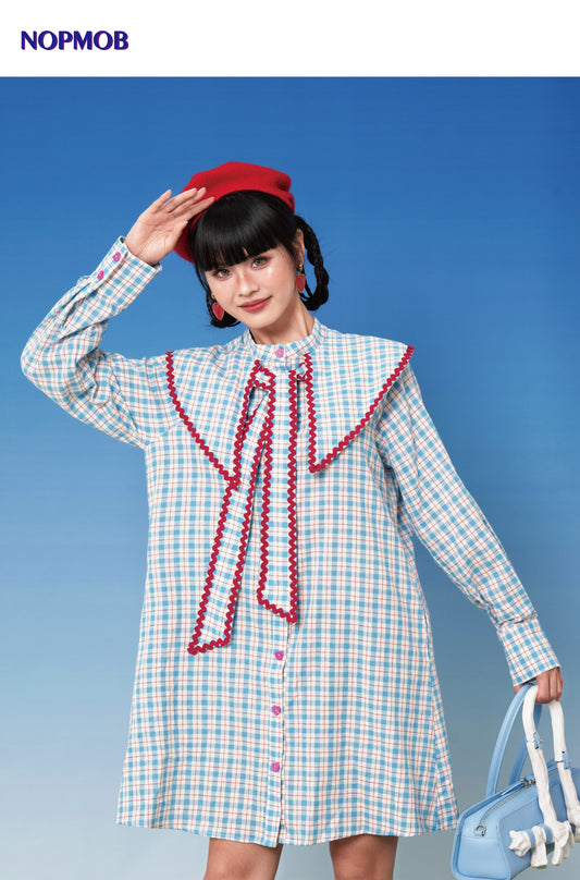 NOPMOB - Blue Plaid Doll Collar Dress dress NOPMOB