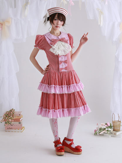 SOS MEME CLUB - Red Stripe Lolita Dress dress SOS MEME CLUB