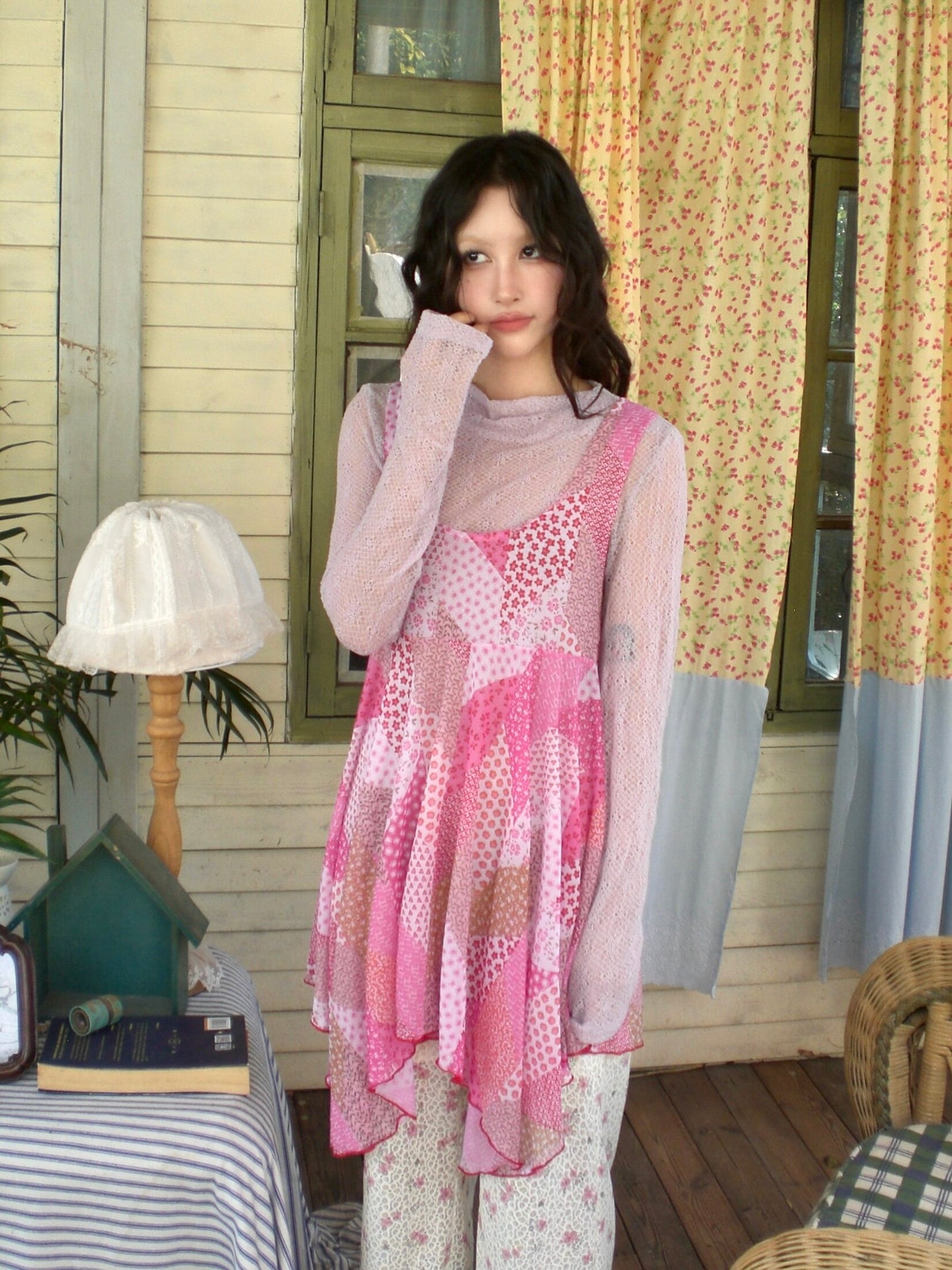 HIBABAO - Vintage Patchwork Floral Dress dress HIBABAO