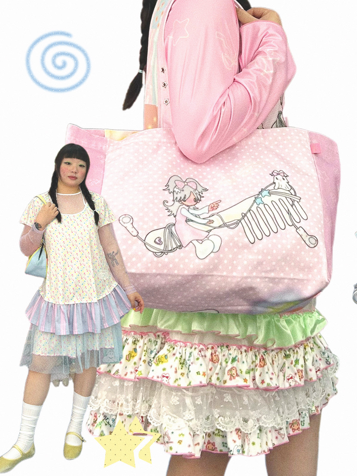 shishihshop - Kawaii Reversible Canvas Tote bag shishihshop
