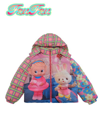 Frufru Colorful Printed Puffer Jacket | 90% White Duck Down Winter Coat jacket frufru
