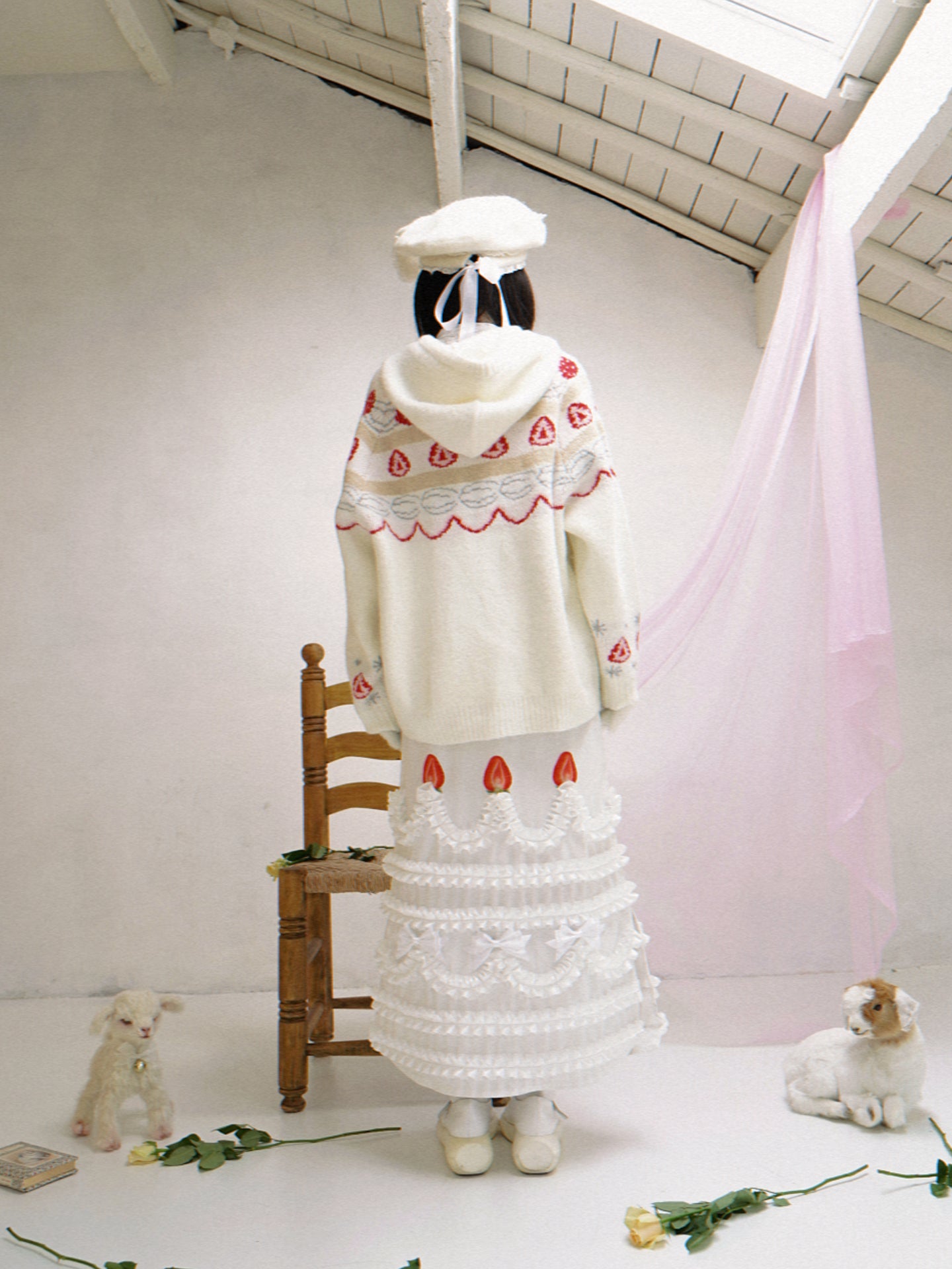 Daytoday Everyday Institute - Girly Mohair Knit Cardigan Strawberry Cake cardigan daytoday everyday institute