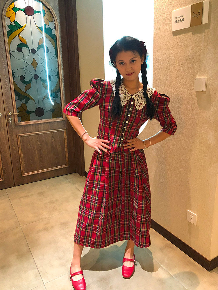 Nanjun Vintage – 90s Red Plaid Set set Nanjun Vintage