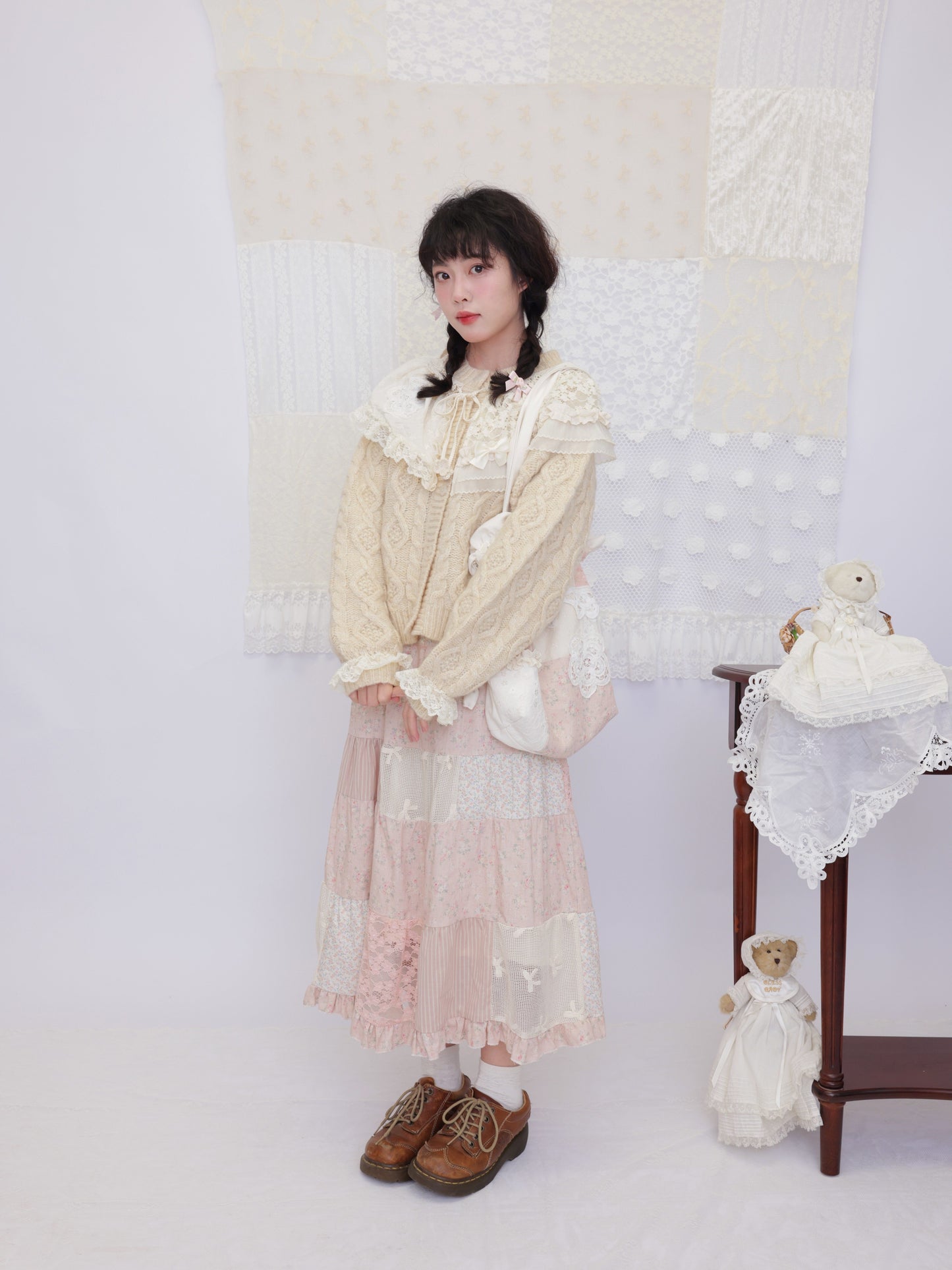 SemenCoicis - Lace Collar Cable Sweater cardigan SemenCoicis