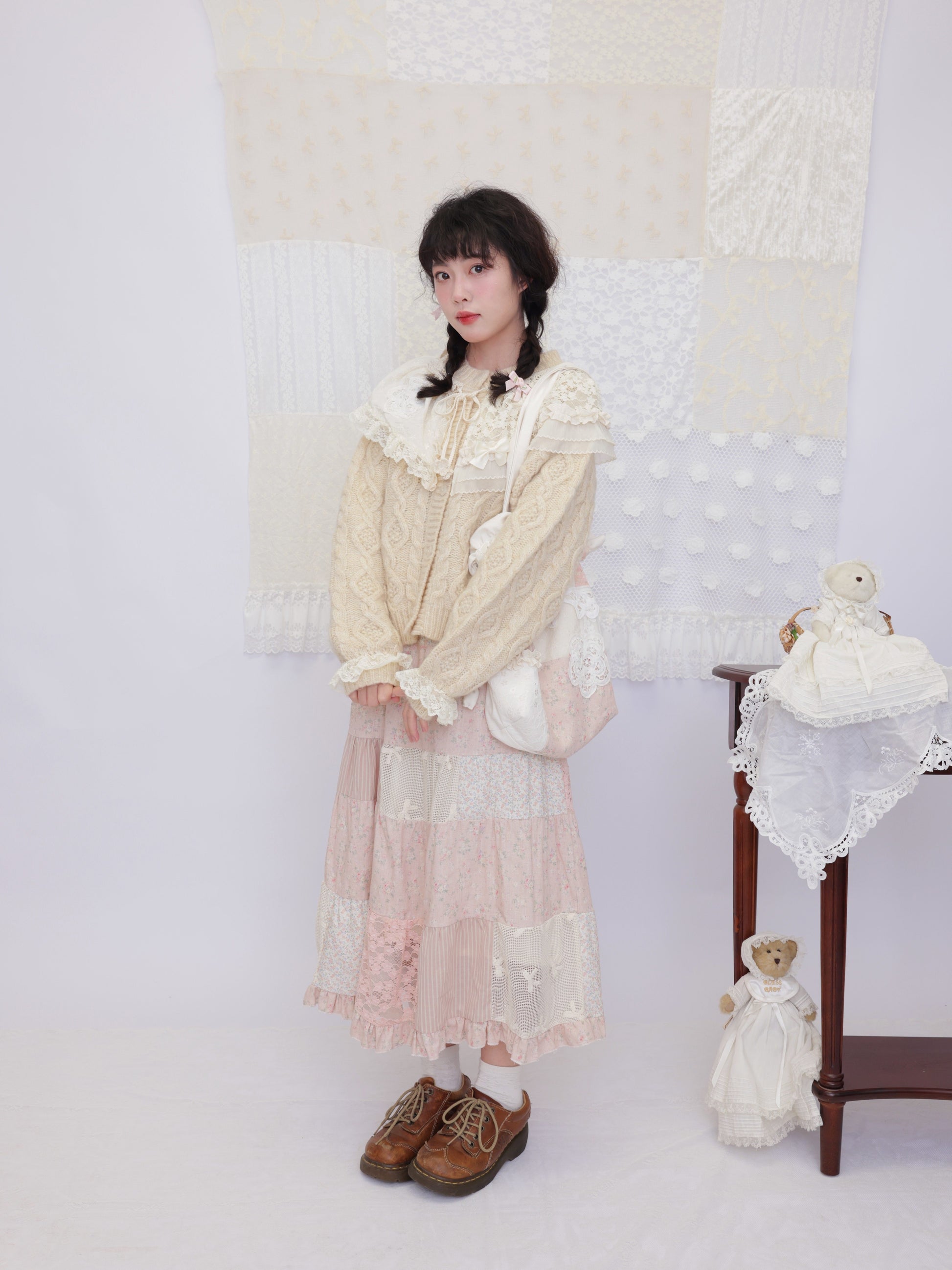 SemenCoicis - Lace Collar Cable Sweater cardigan SemenCoicis