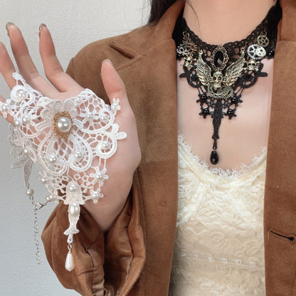 Kiwi Store - Y2K Maximalist Lace Embossed Statement Necklace necklace kiwi store