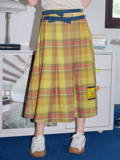 Tntntutu - Decora Kei Yellow Plaid Pleated Skirt skirt tntntutu