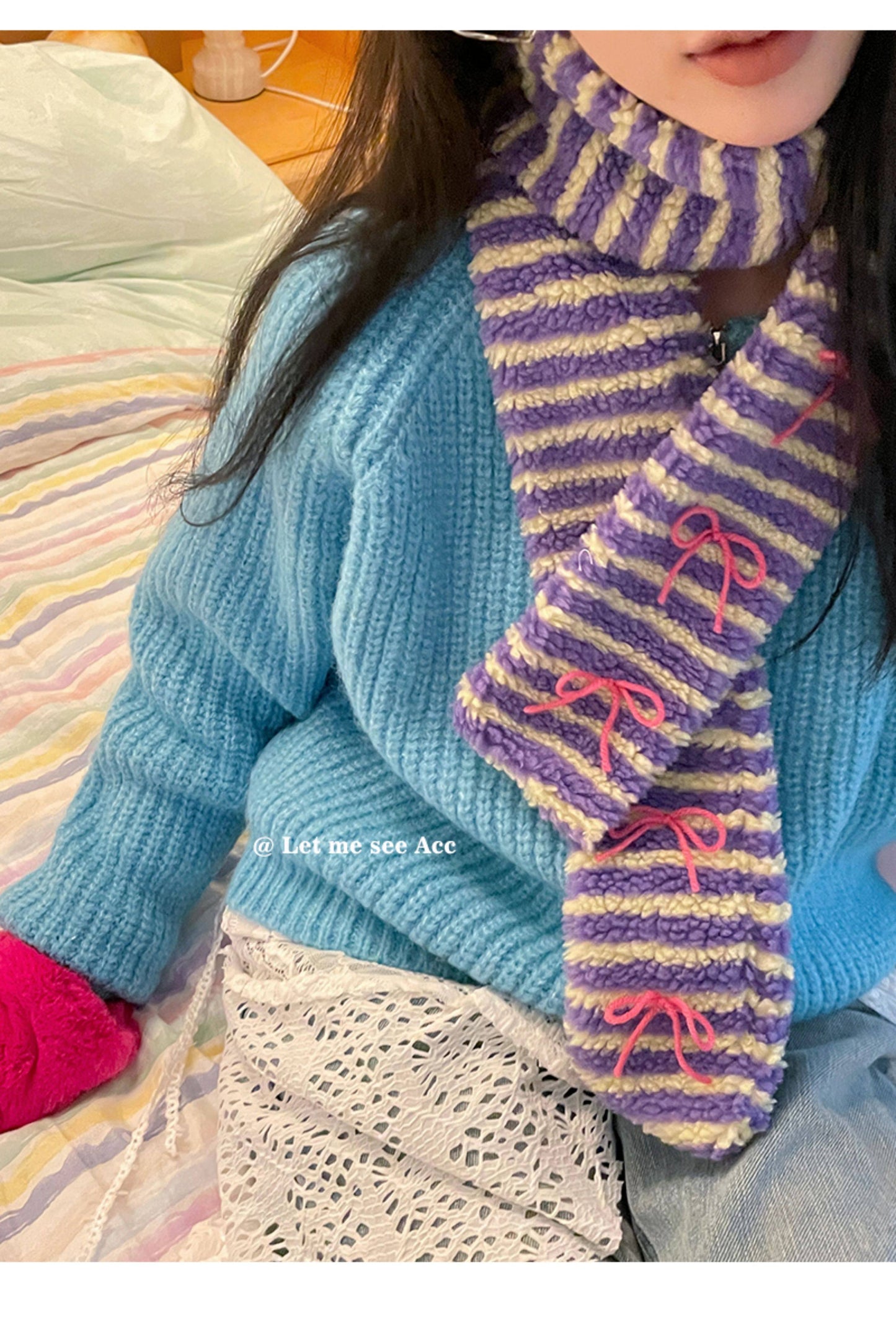 LET ME SEE - Kawaii Colorblock Lamb Scarf scarf let me see