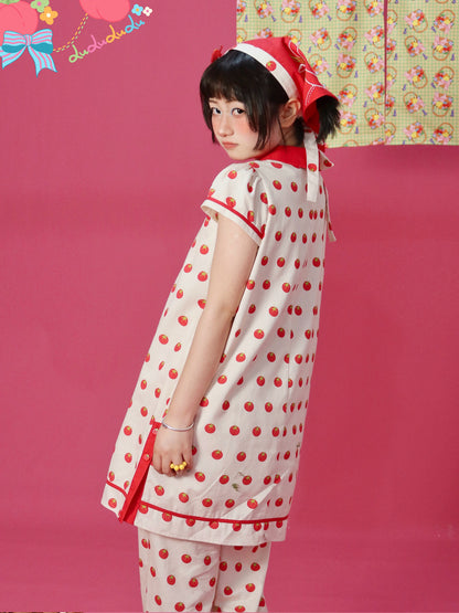 Kawaii Qipao Dress – Tomato Button Patchwork dress LULULULU