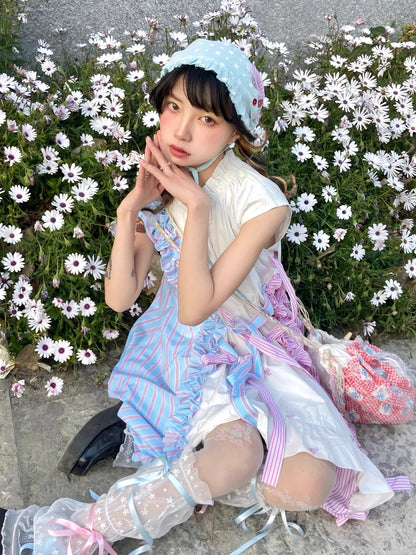 ShiChang Dopamine Dress | Pink Blue Patchwork Dress | Sweet Cool Irregular Summer Dress dress ShiChang