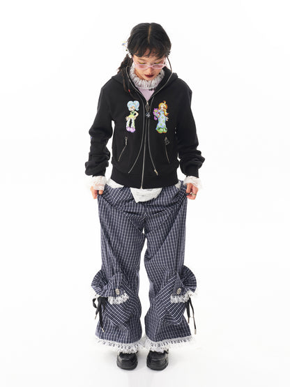 sillysis - Y2K Gingham Wide Pants pants sillysis