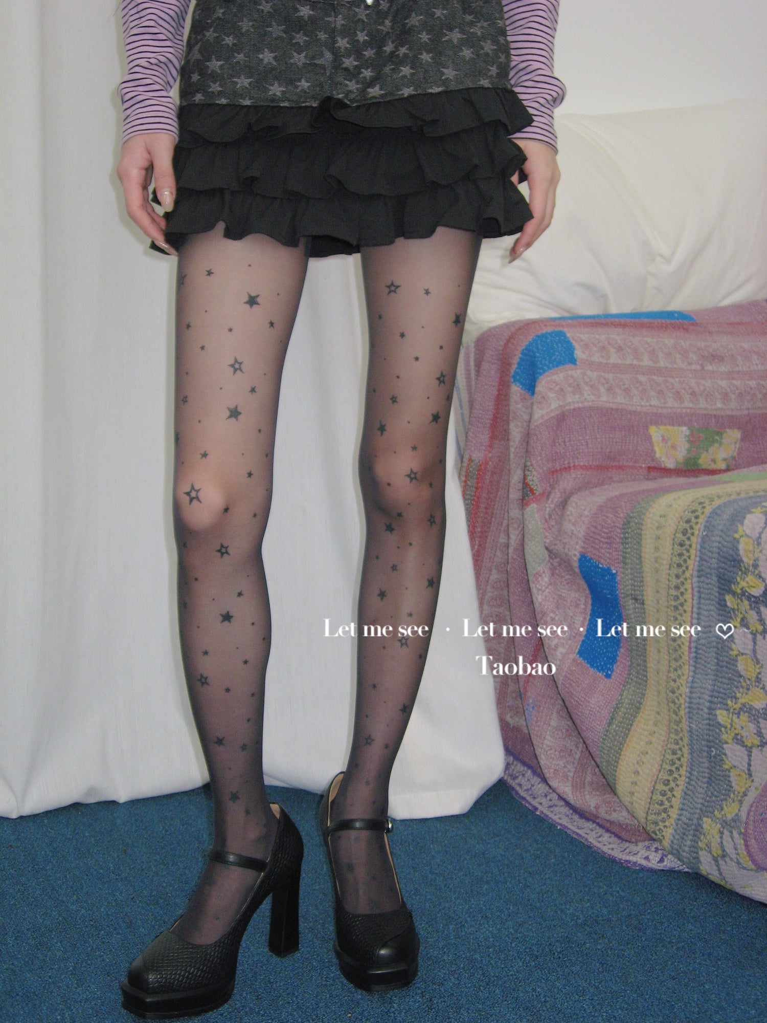 LET ME SEE - Kawaii Star Print Tights tights let me see