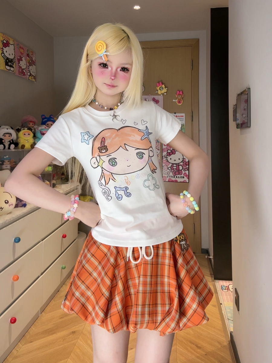 Cute Lin Dopamine Cartoon Tee | Kawaii Slim Fit T-shirt tshirt cute lin White S