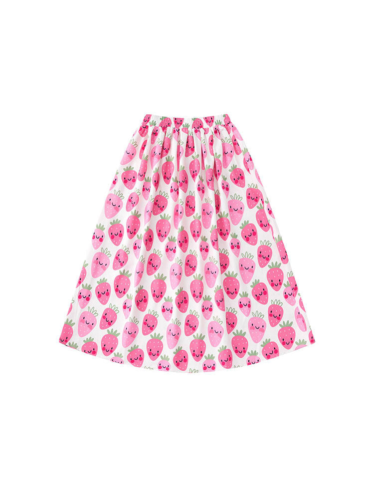 KURIOSITAET – Strawberry Print Pink Skirt skirt KURIOSITAET S