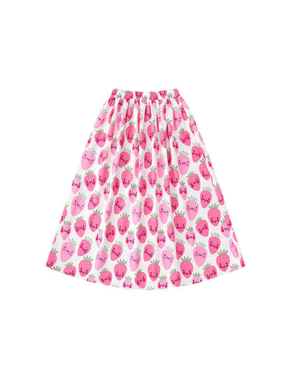 KURIOSITAET – Strawberry Print Pink Skirt skirt KURIOSITAET S