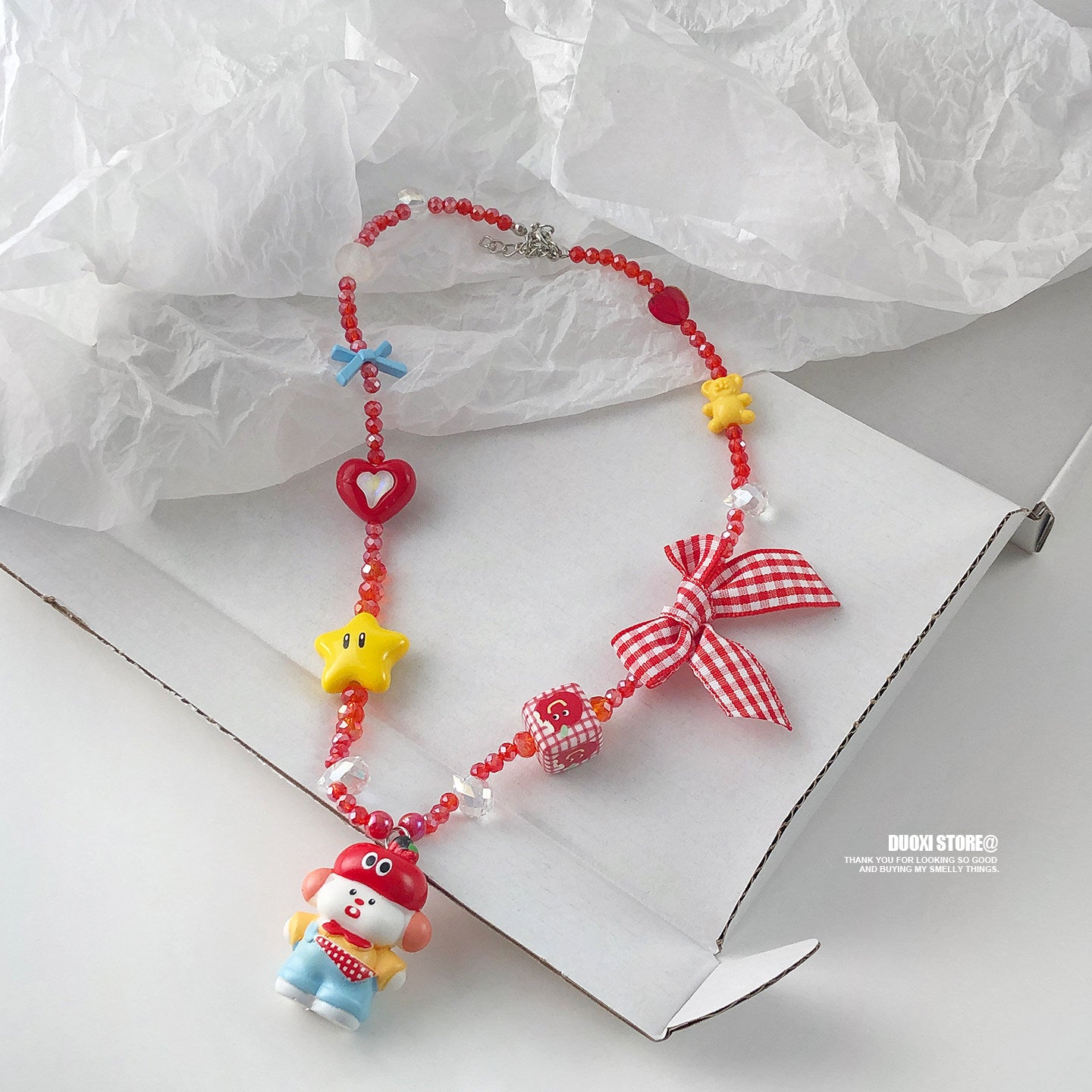 DuoXi - Kidcore Bow Star Bead Necklace necklace DuoXi