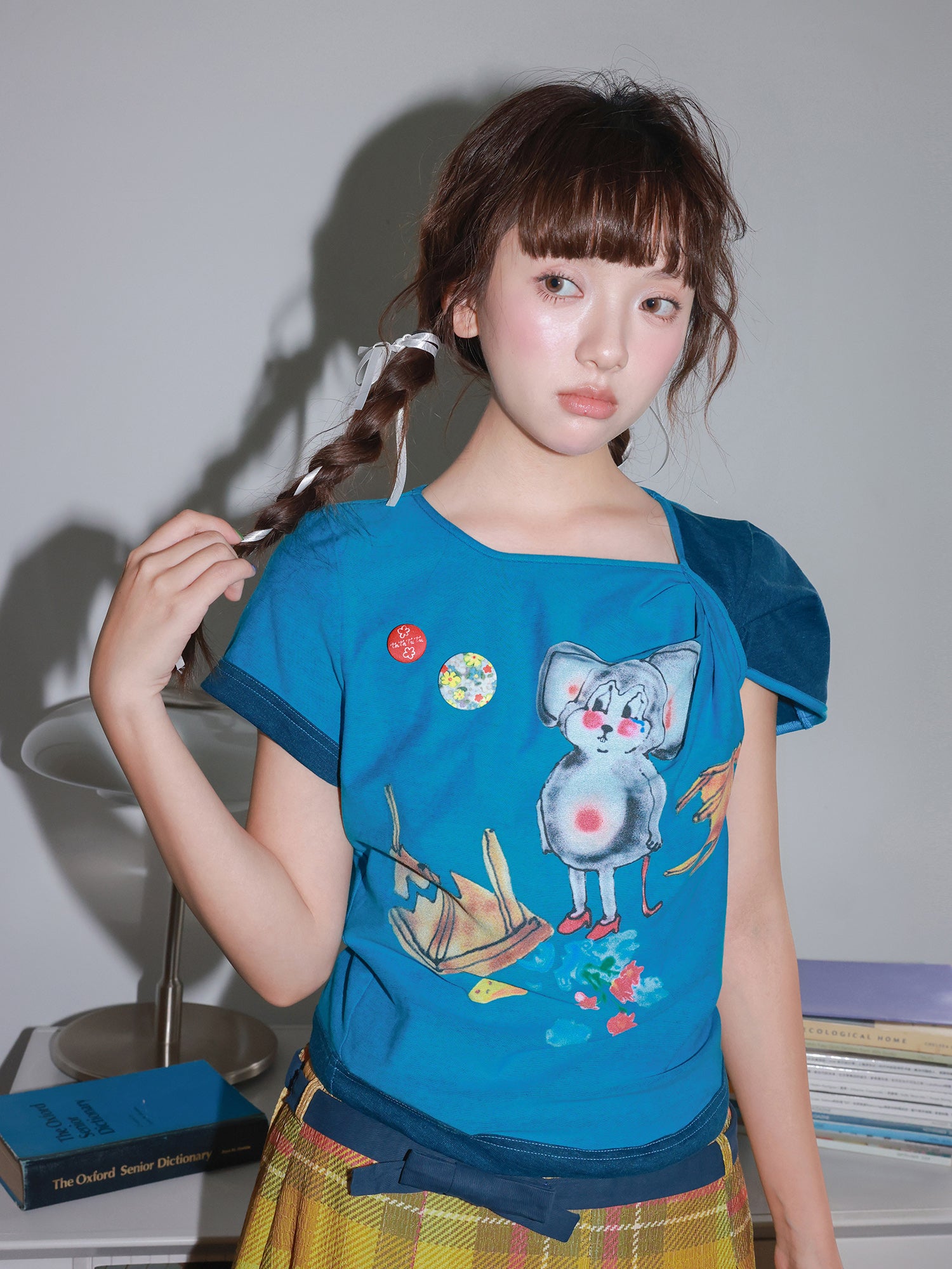 Tntntutu - Decora Kei Blue Mouse Knot T-Shirt tshirt tntntutu