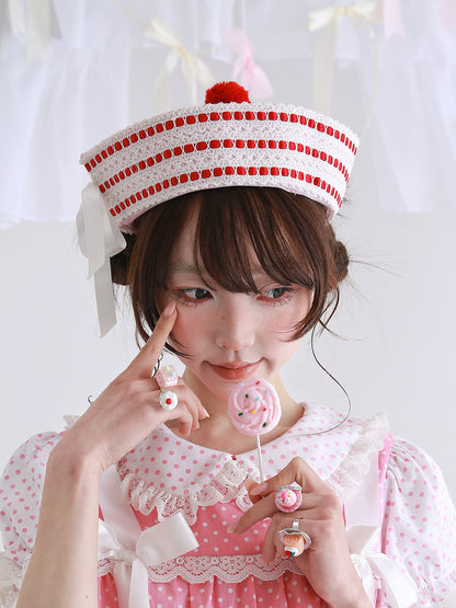 SOS MEME CLUB - Pink Stripe Sailor Hat hat SOS MEME CLUB