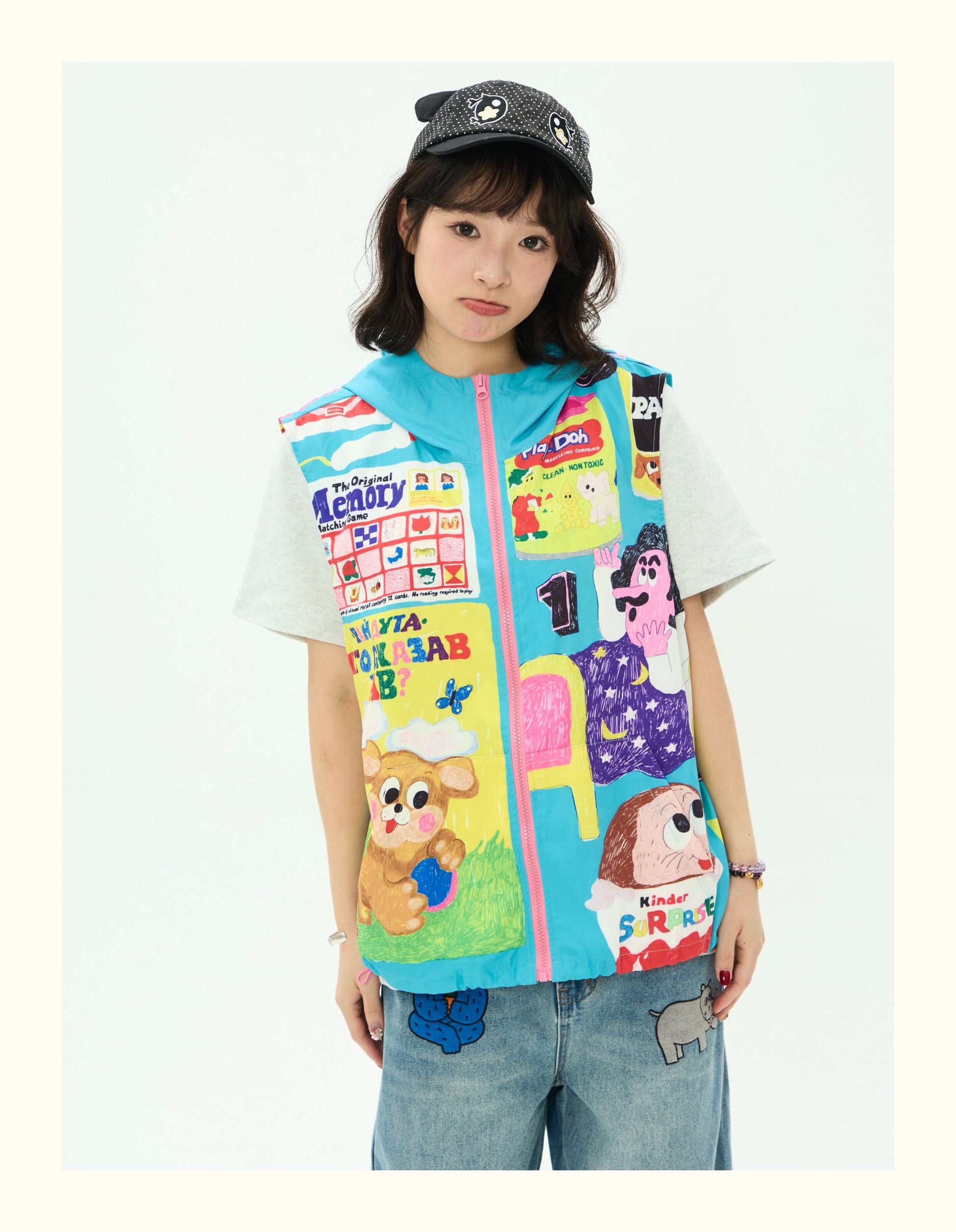 Robootoo - Color Print Zip-Up Hooded Vest vest Robootoo