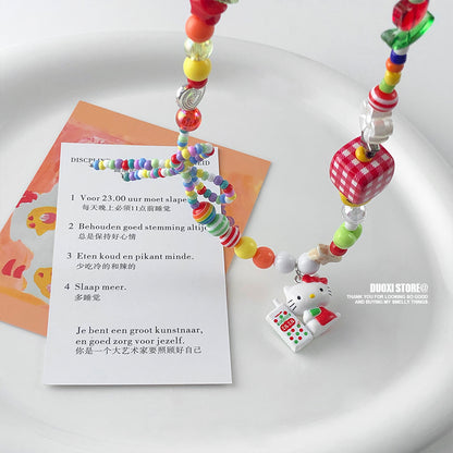 DuoXi - Kawaii Necklace HelloKitty Bow Beaded Choker necklace DuoXi