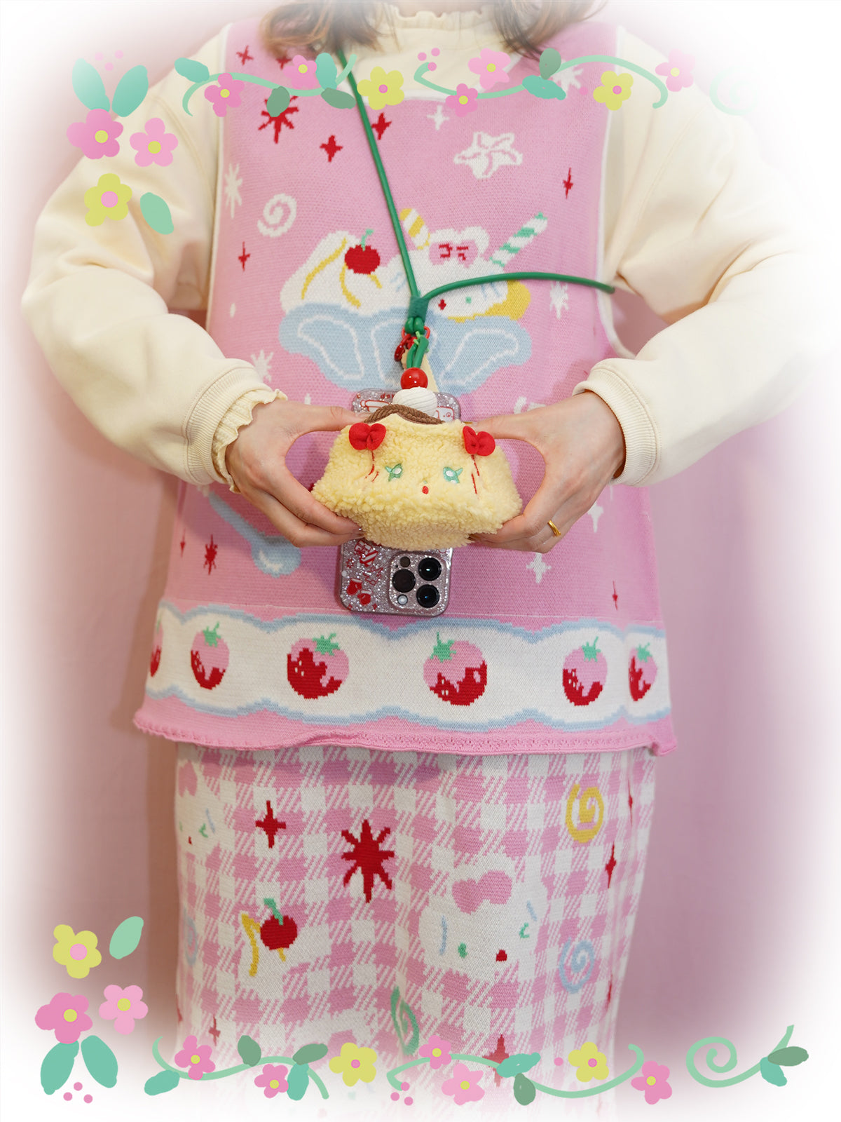 shishihshop Decora Kei Plush Pudding Pouch | Zipper Key Lip Balm Coin Bag bag shishihshop