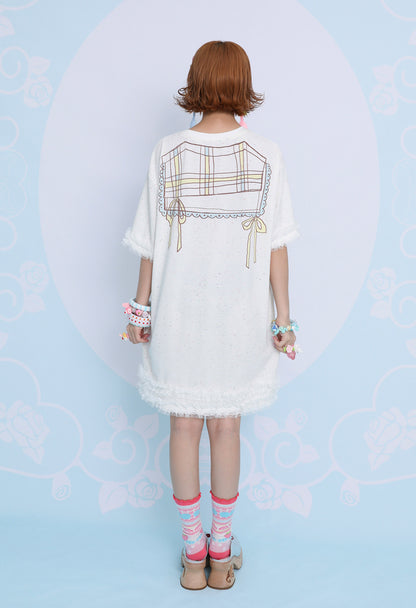 frufru - Rose Cafe Print Oversized T-Shirt Dress dress frufru