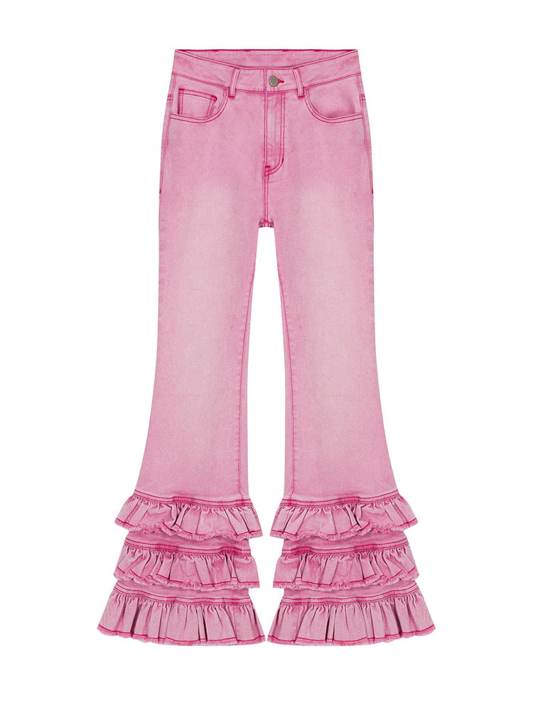 Tntntutu - Decora Kei Pink Lace Flare Pants pants tntntutu