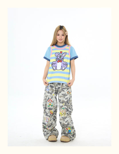 Robootoo - Colorblock Faux Layered Stripe T-Shirt tshirt Robootoo