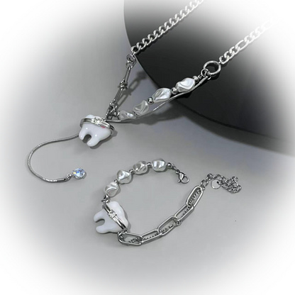 Kiwi Store - Y2K Fun Tooth Pearl Bracelet Necklace necklace kiwi store