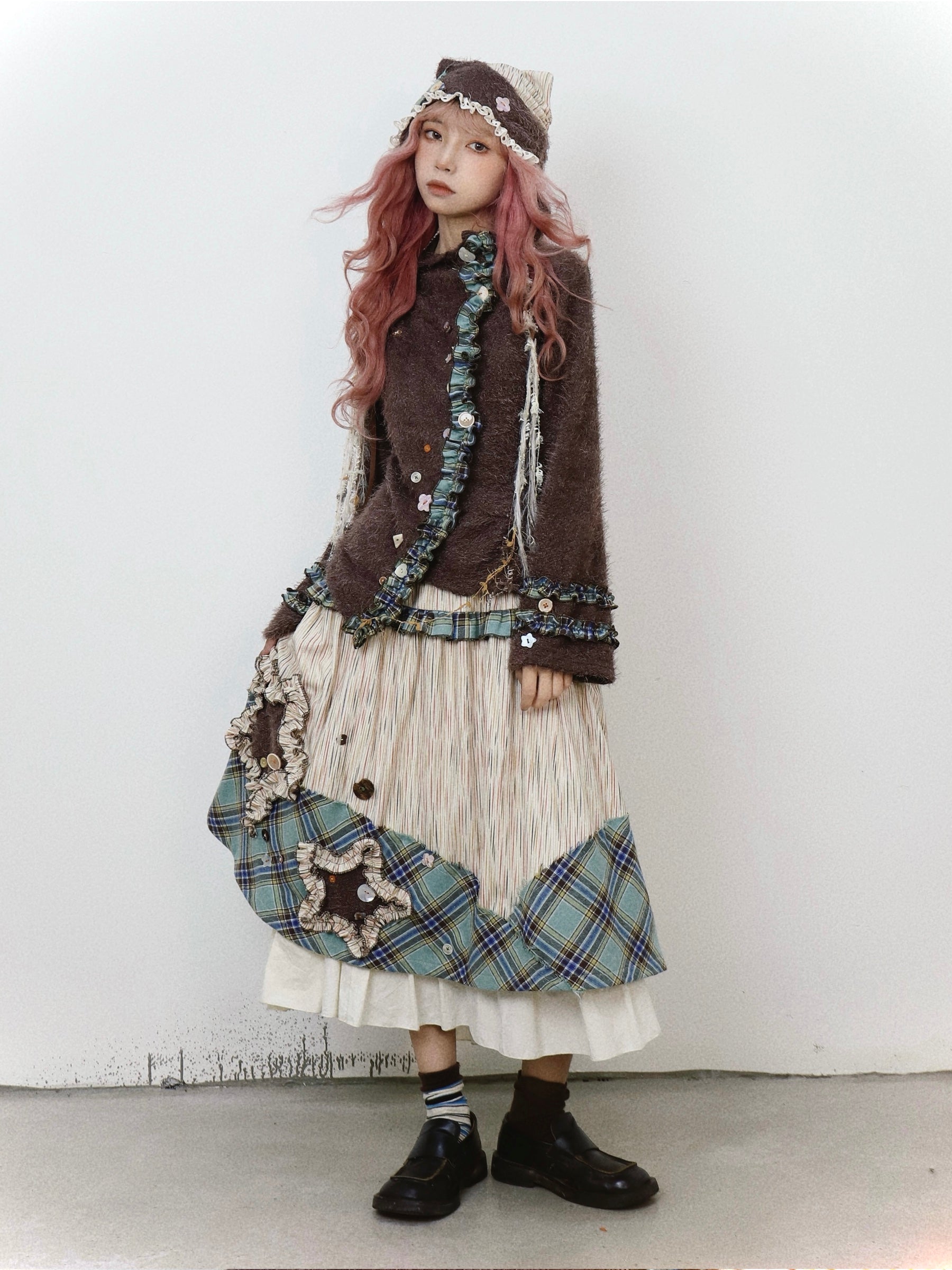 ShiChang Gothic Fairy Knit Top | Asymmetrical Punk Lace Flare Sleeve Sweater sweater ShiChang