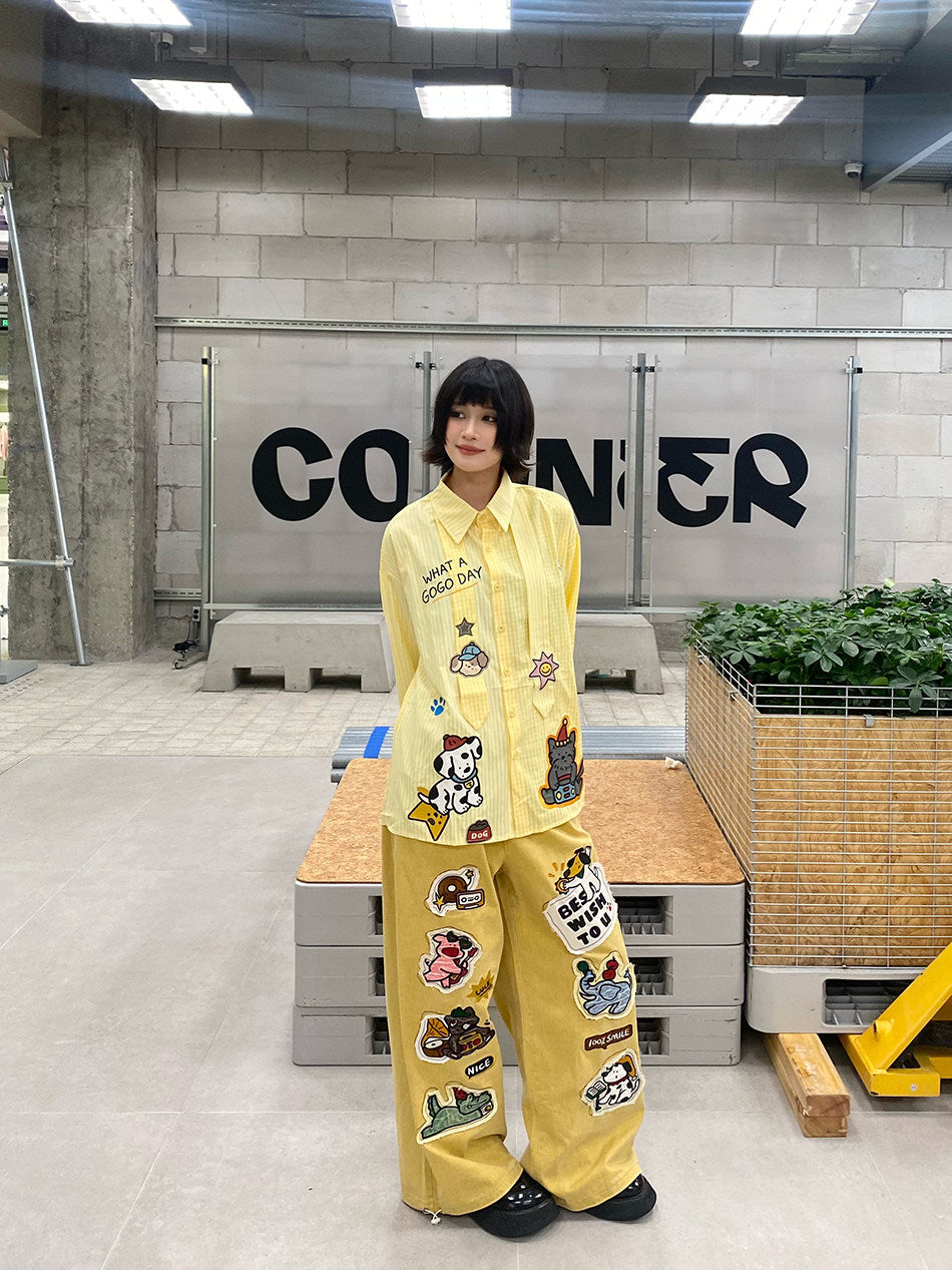 BIBULU - Kidcore Embroidered Stripe Shirt shirt BIBULU